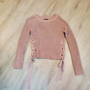 Lulus Blush Pink Gromet Side Tie Long Sleeve Sweater Women's Size Small